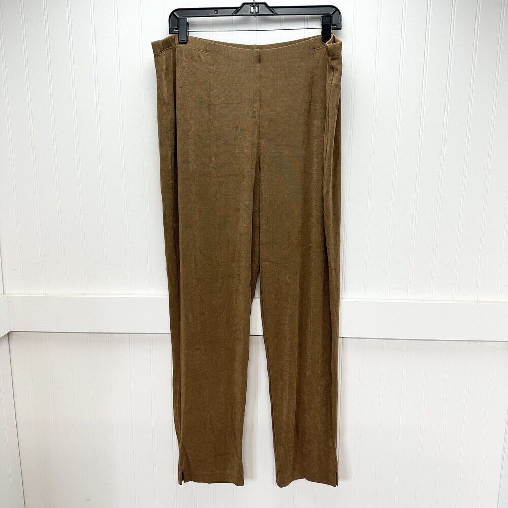 Chicos Travelers Pants 3 US 16 XL Slinky Knit Ankle Brown Stretch Coastal Womens